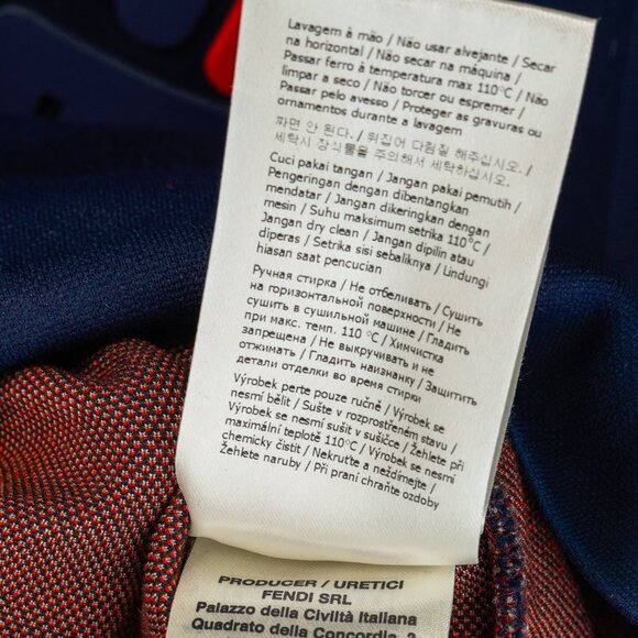 Fendi x Fila Navy Cotton-Blend Logo Stripe Pullover Hoodie - Picture 15 of 16